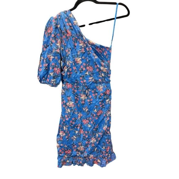 Isabel Marant Étoile Esther Blue Floral One Shoulder Dress Size US 2 XS - Picture 7 of 15
